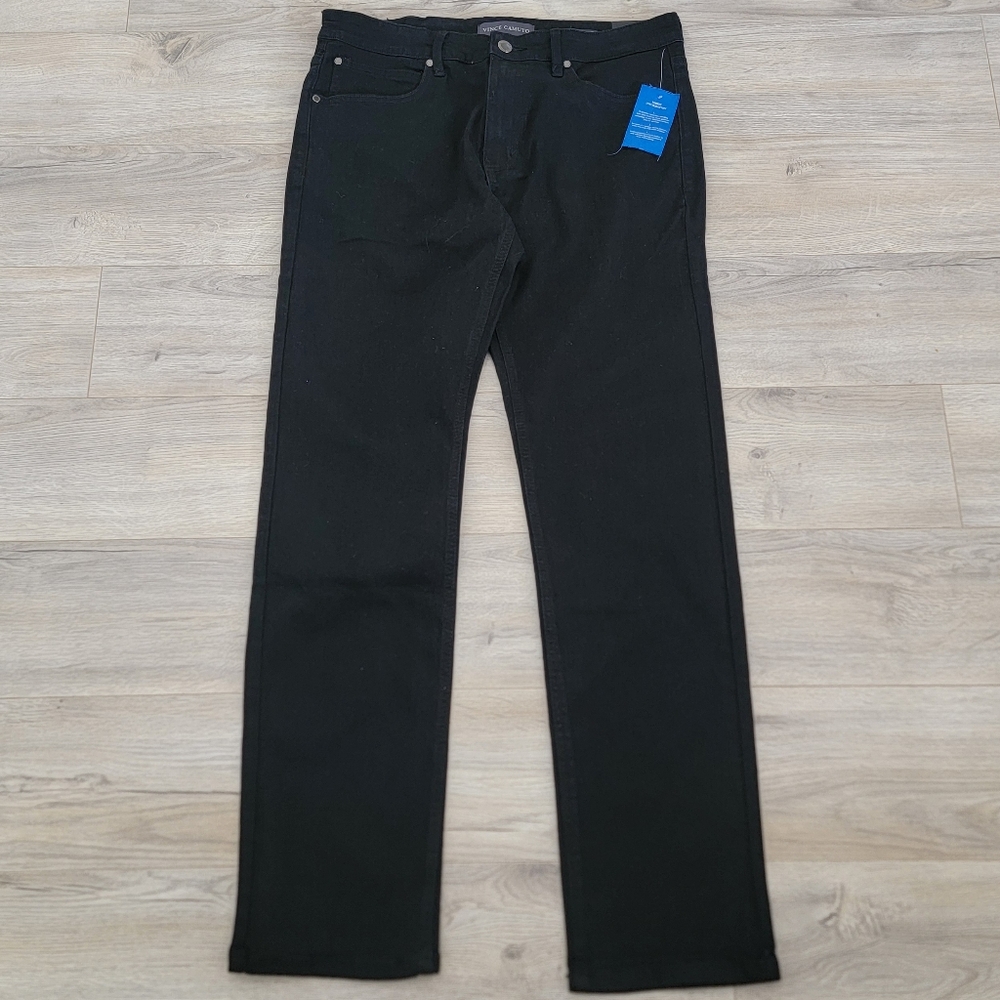 Vince Camuto Mens Jeans Black Straight Leg 32x32